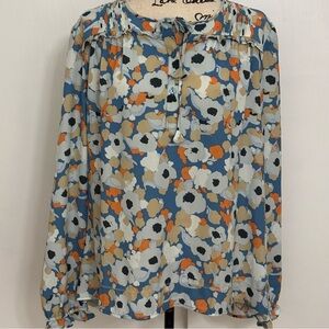 Joie Blue and Orange Design Blouse Women L. NWT